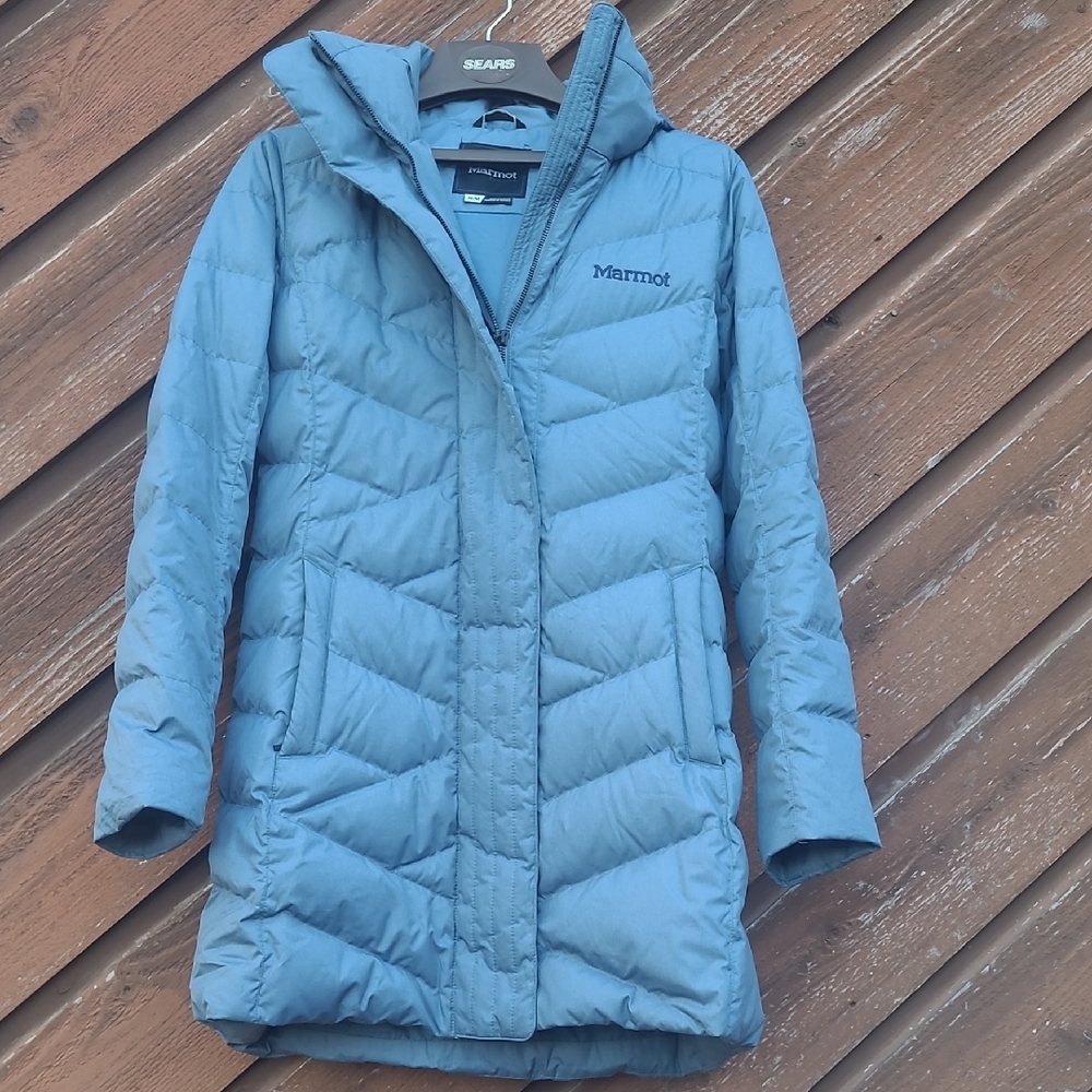 NWOT Marmot Varma Women's Light Blue Puffer Coat
